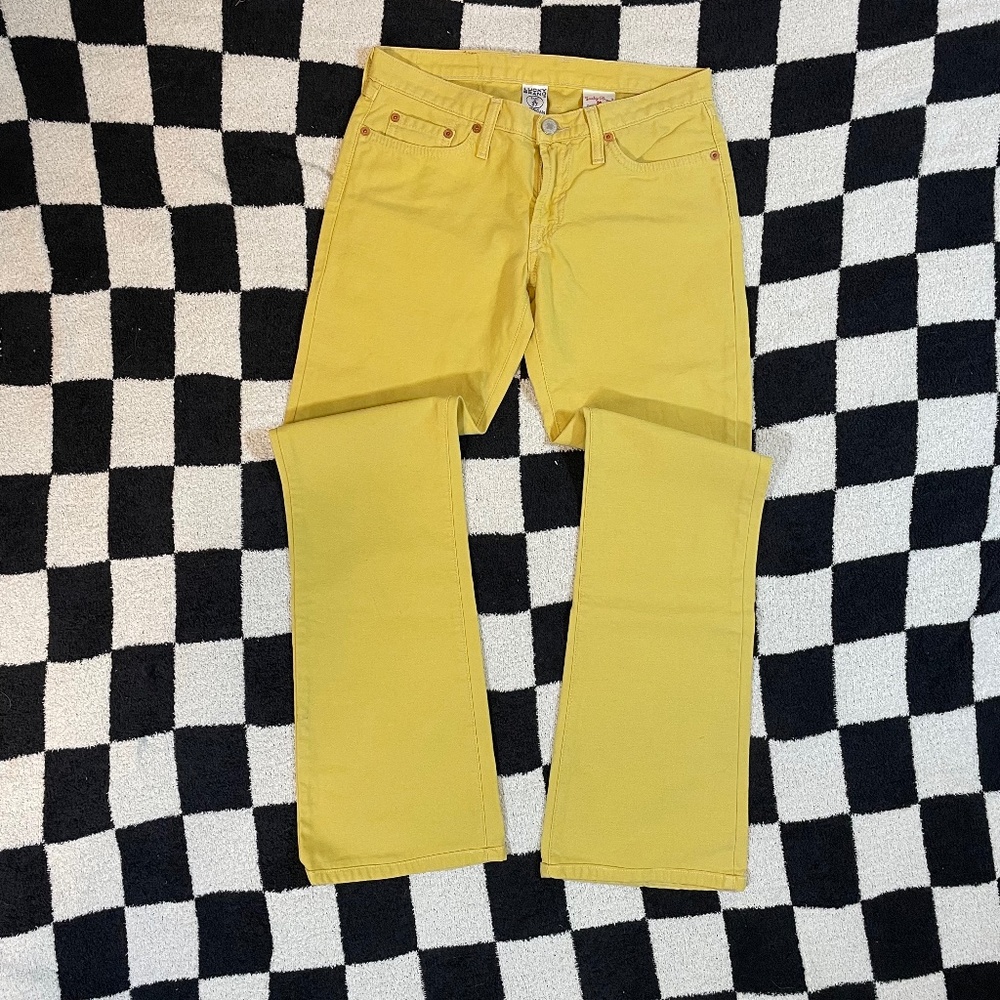 lucky brand dungarees made in usa yellow size 4/27 excellent condition